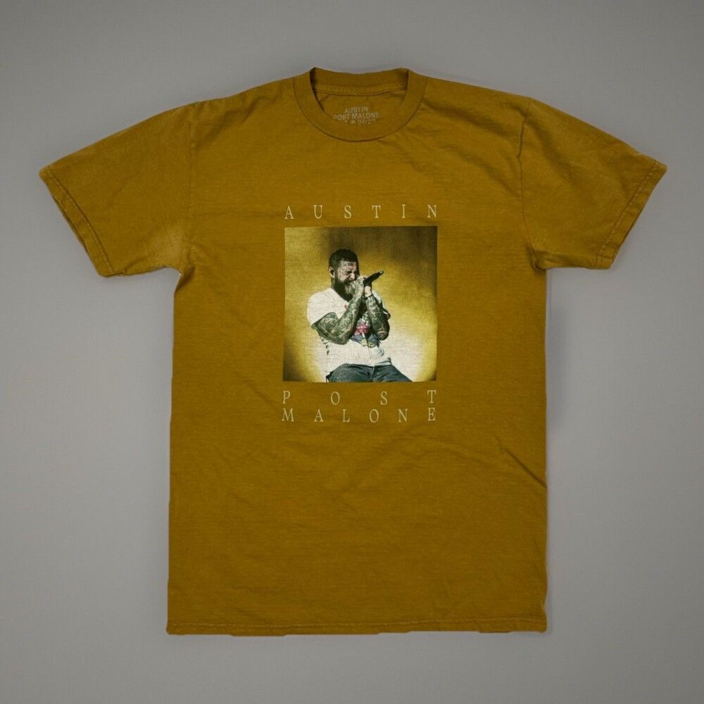 Post Malone Concert T-Shirt Austin Tour 2023 Mustard MEDIUM M Made In USA